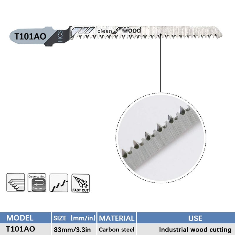 TAROSE 30-Piece T101AO 3-1/4 Inch 20 TPI Assorted T-Shank Scrolling Jig Saw Blades Set for Clean Cutting Wood - Image 4
